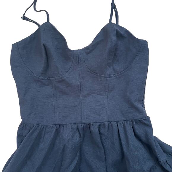 Open Edit Corset Fit & Flare Mini Dress Black Womens Size XS - Picture 3 of 6